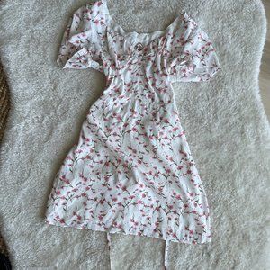 White Fox Open Back Floral Mini Dress